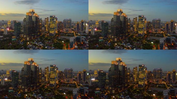 印度尼西亚城市夜景金融科技城市