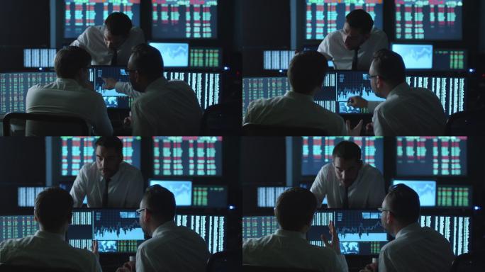 一队股票经纪人全球资产股份炒股人商人风控