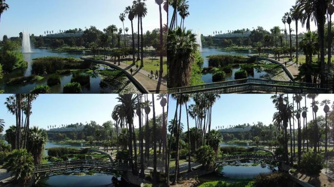 回声公园市中心湖和洛杉矶鸟瞰图