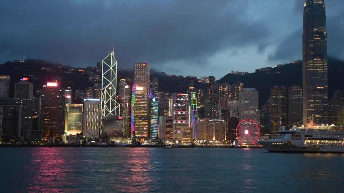 香港维多利亚港香港岛夜景