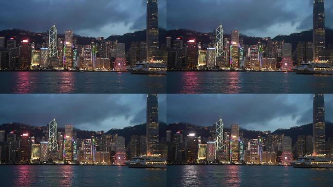 香港维多利亚港香港岛夜景