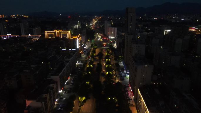 航拍江西赣州城市夜景交通