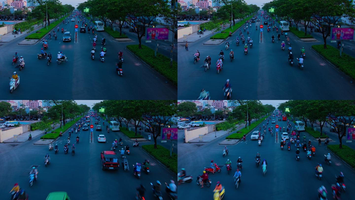 越南胡志明市中心交通堵塞