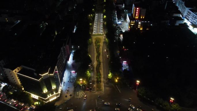 航拍江西赣州城市夜景交通