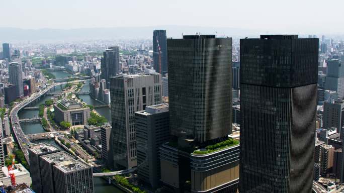 大阪航空摄影高楼大厦CBD繁华写字楼主城