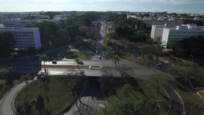 巴西利亚交叉道路建筑群大气全景空镜国外都