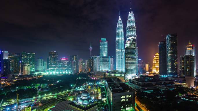 马来西亚吉隆坡彩色夜光全景