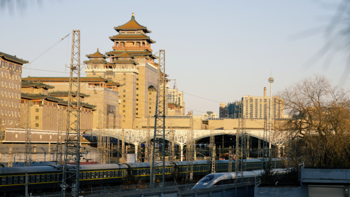 【4K】北京西站火车进出站空镜
