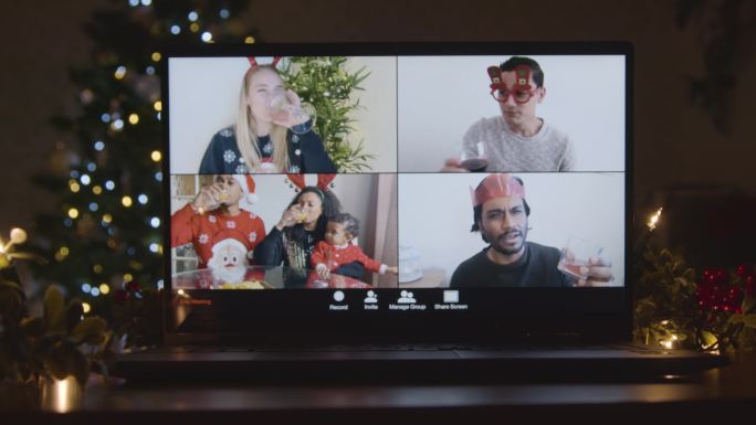 圣诞视频通话电视投屏互联网远程干杯