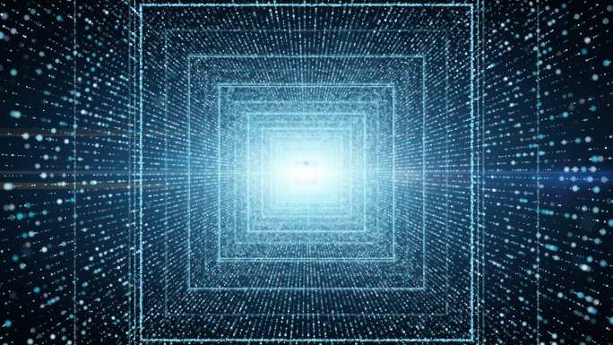 粒子方形隧道。网络技术背景。