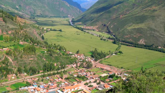 秘鲁比萨和印加神圣山谷鸟瞰图