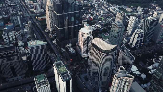 曼谷市中心萨通昌农西鸟瞰图。