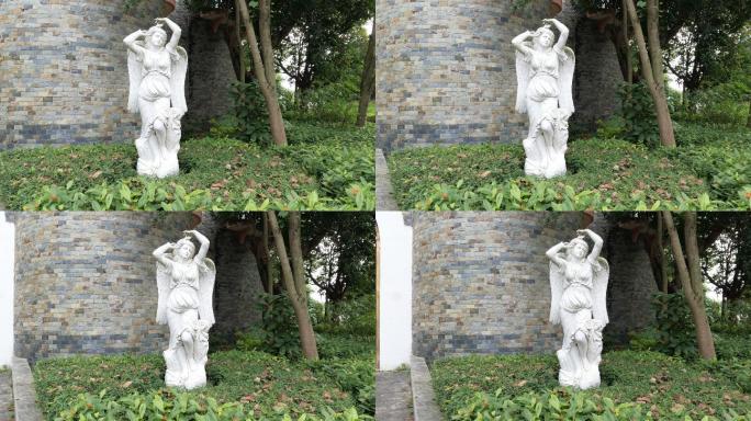 凤岭儿童公园城堡门口女性天使汉白玉雕像