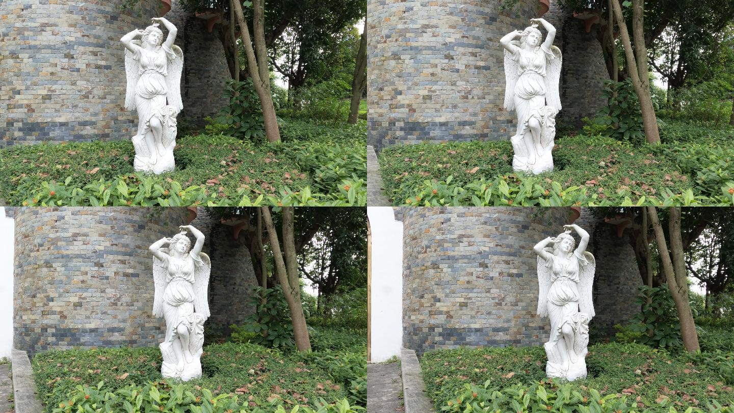 凤岭儿童公园城堡门口女性天使汉白玉雕像