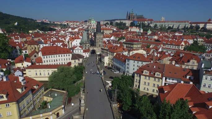 布拉格的城市景观航拍鸟瞰风格风情