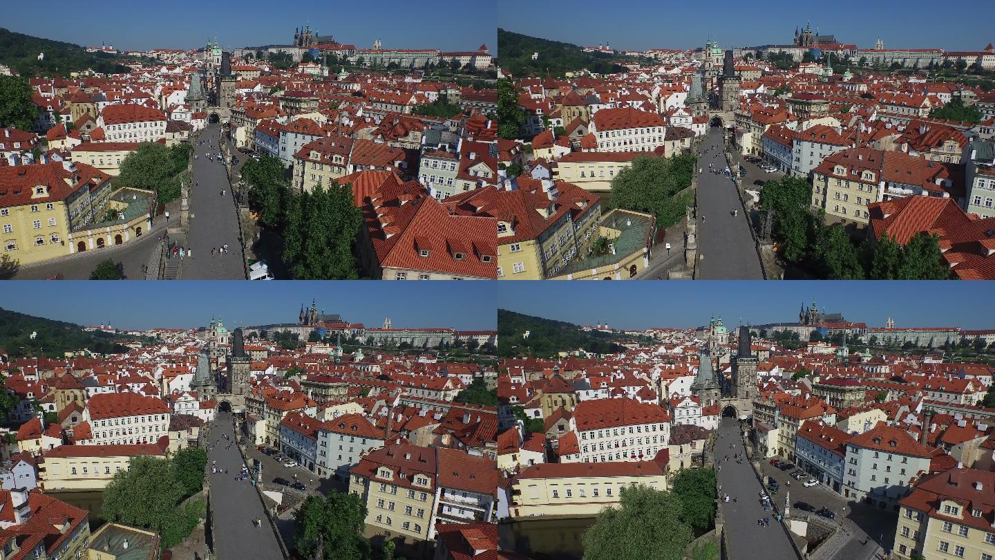 布拉格的城市景观航拍鸟瞰风格风情