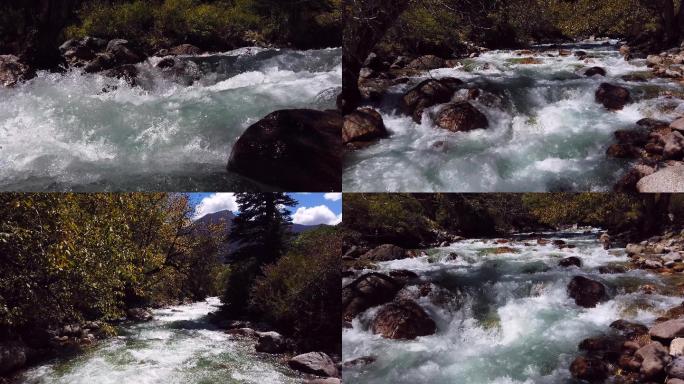 西藏东达山奔腾的溪流