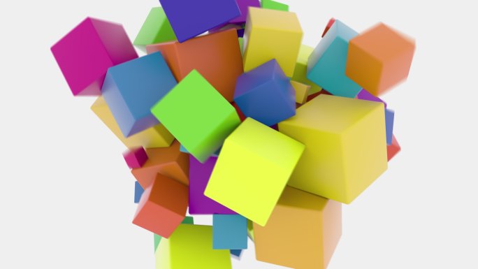 抽象的浮动立方体相互碰撞。