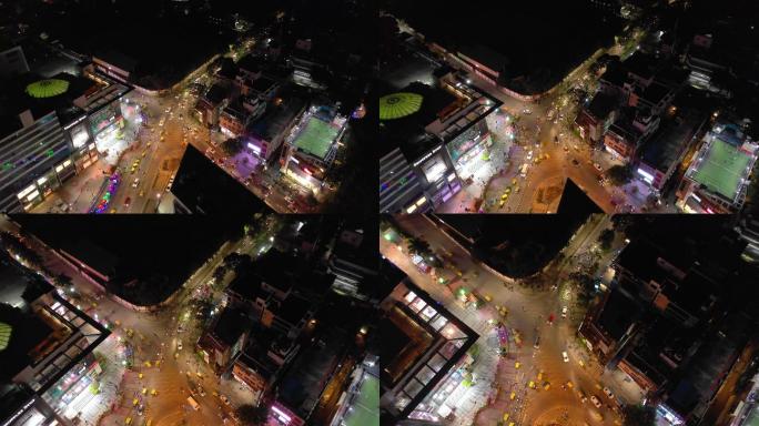 夜间照明班加罗尔市著名购物中心