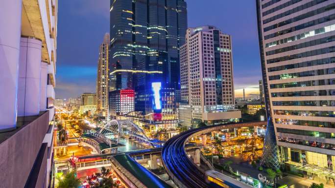 泰国曼谷市的延时景观