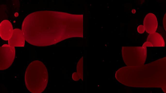 熔岩灯的红色气泡穿插融合球体碰撞动力学物