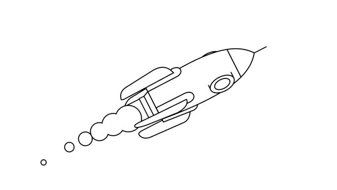 飞行中的黑白火箭围绕其轴线旋转