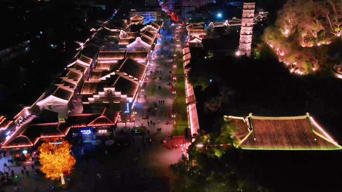 临海 长城 公园 夜景 航拍 高楼