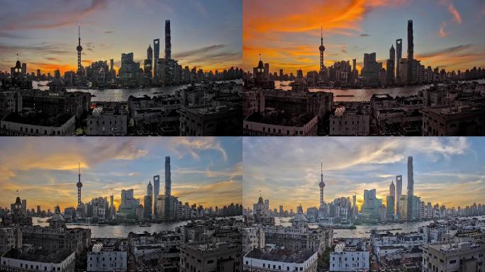 4K上海大气城市宣传片延时日出外滩陆家嘴