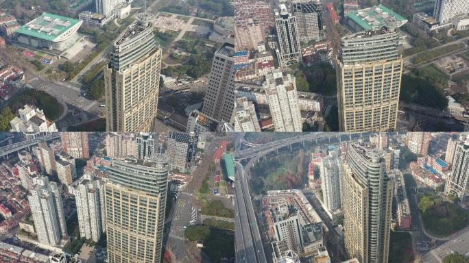 4K原素材-航拍上海市政大厦