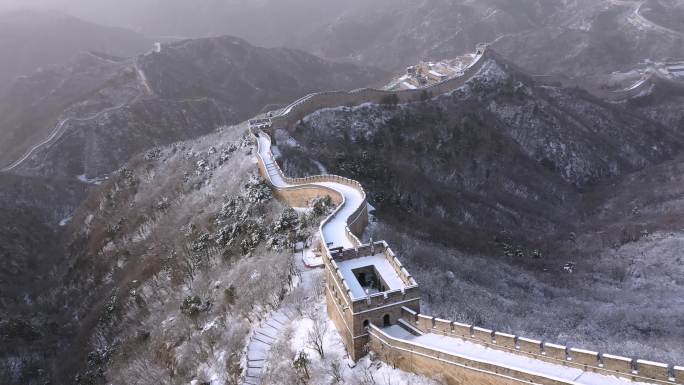 北京延庆八达岭长城雪景