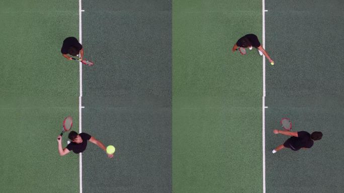 网球运动员向摄像机发球