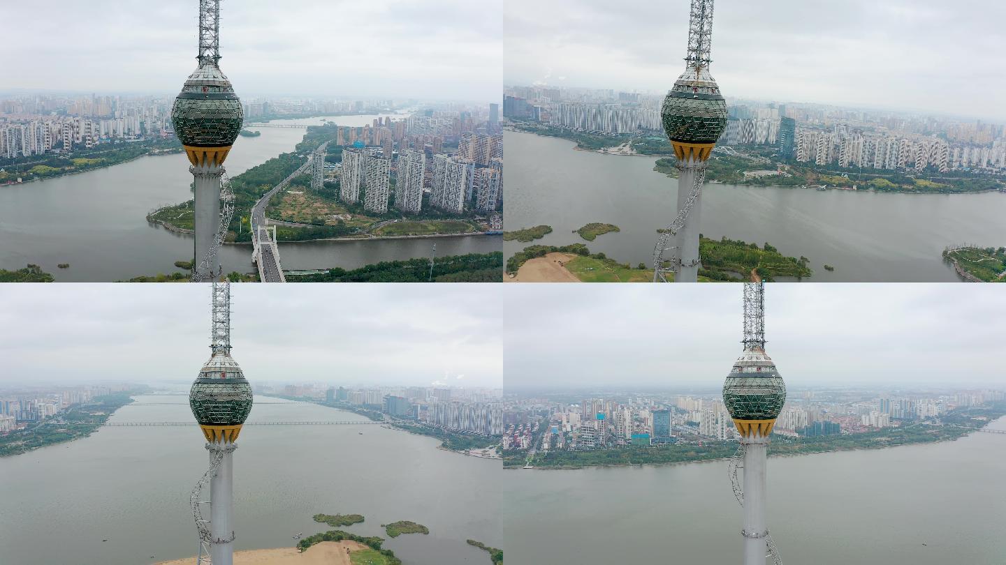 4K航拍环绕临沂市城市风景