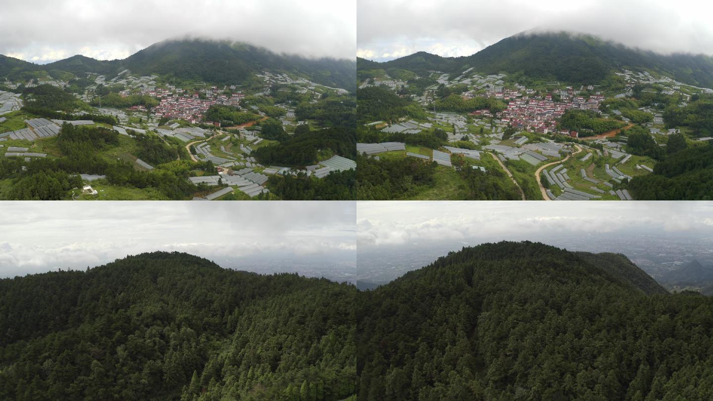 航拍云海中的金华北山盘前村延时摄影