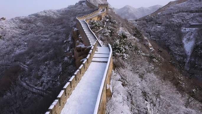 北京延庆八达岭长城雪景