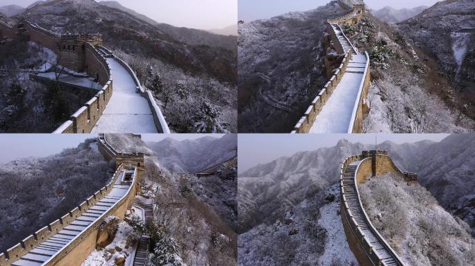 北京延庆八达岭长城雪景