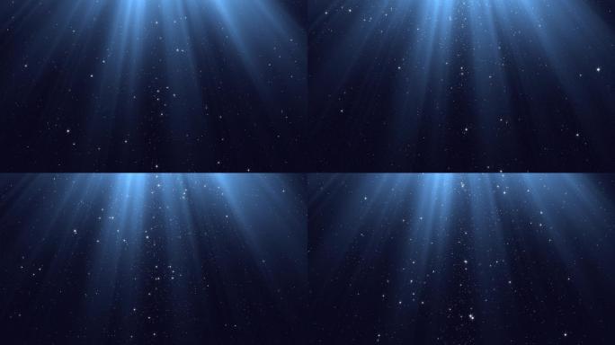 4k霞光普照蓝色光芒万丈背景