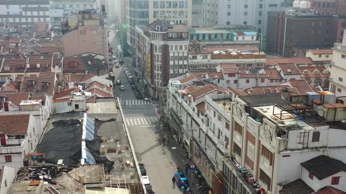 4K原素材-航拍上海云南南路美食街