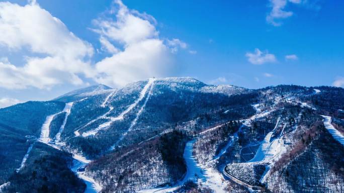 冬天亚布力雪道冬奥会航拍延时拍摄冬季滑雪