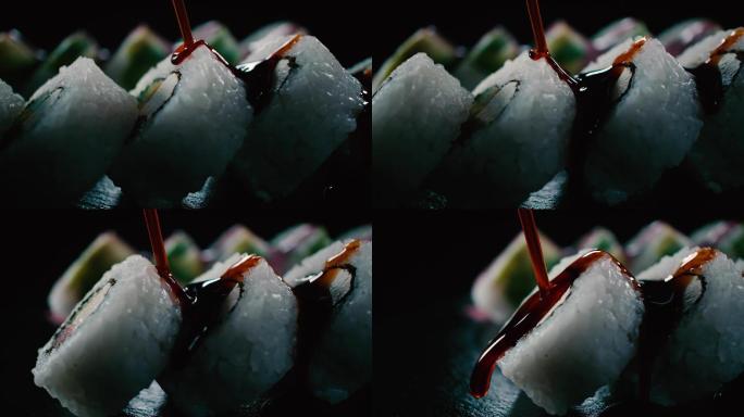 寿司卷饭团寿司饭卷夹心日本美食酱汁淋汁浇