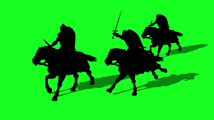中世纪骑士骑马绿幕动画