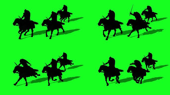 中世纪骑士骑马绿幕动画