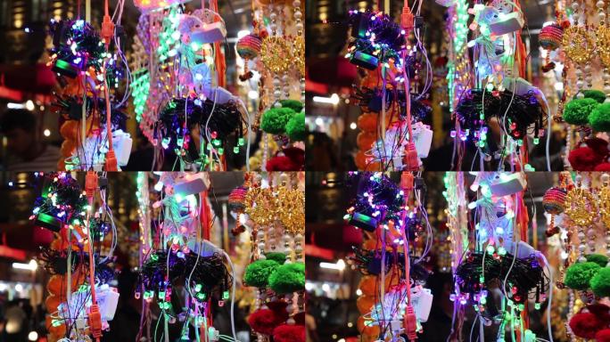 印度马哈拉施特拉邦孟买市场排灯节的神灯