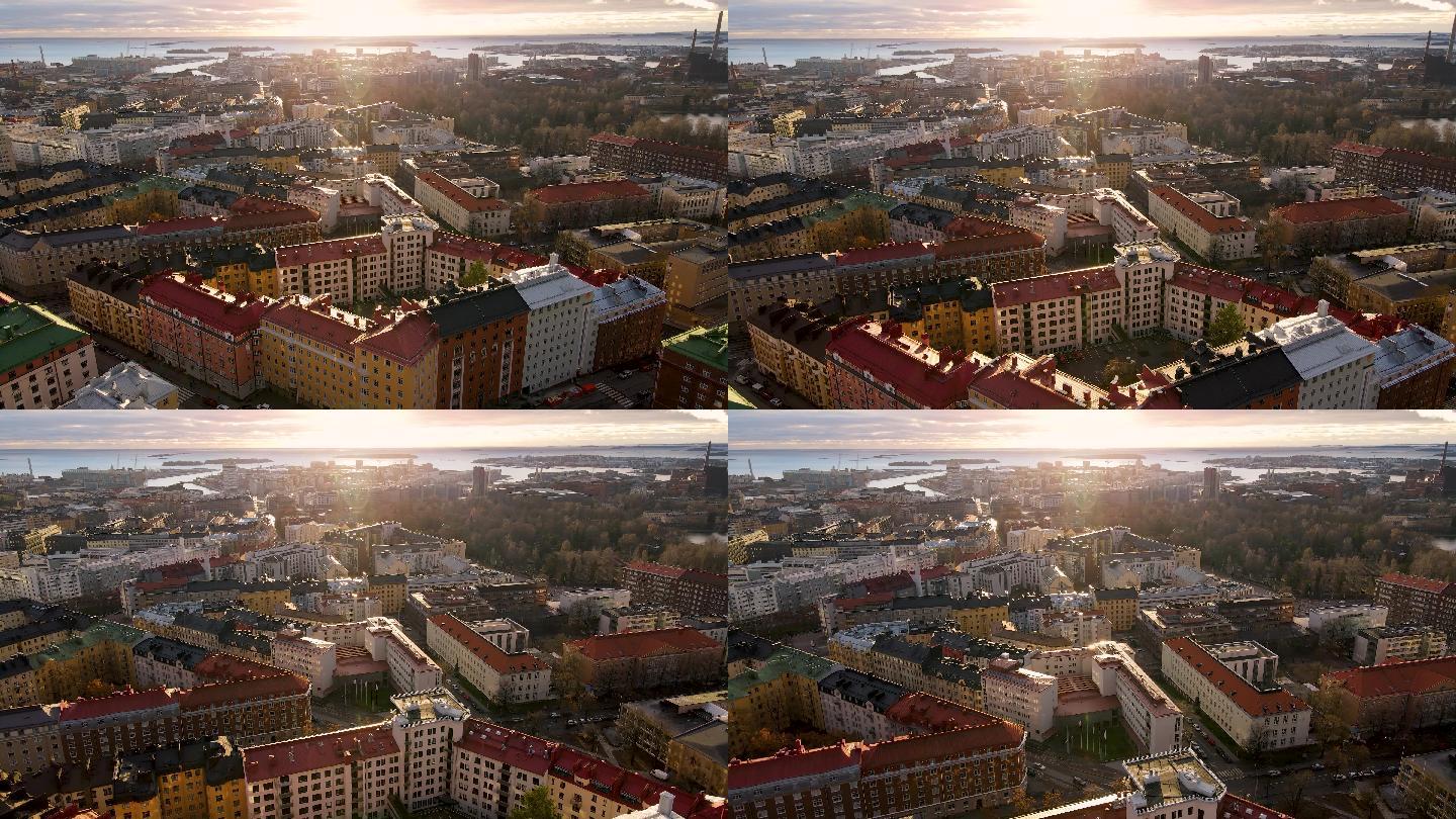 白天赫尔辛基鸟瞰图。