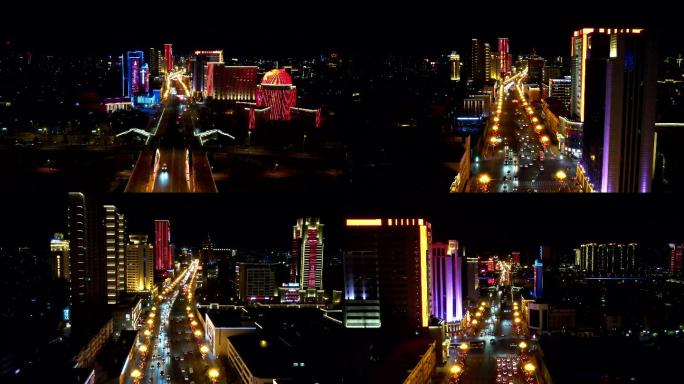 航拍2022年春节太原府西街夜景