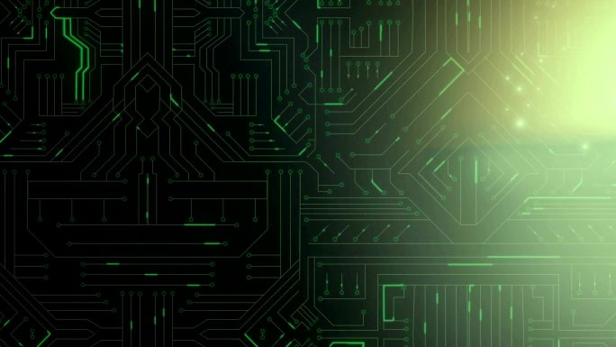 绿色发光的计算机电路板