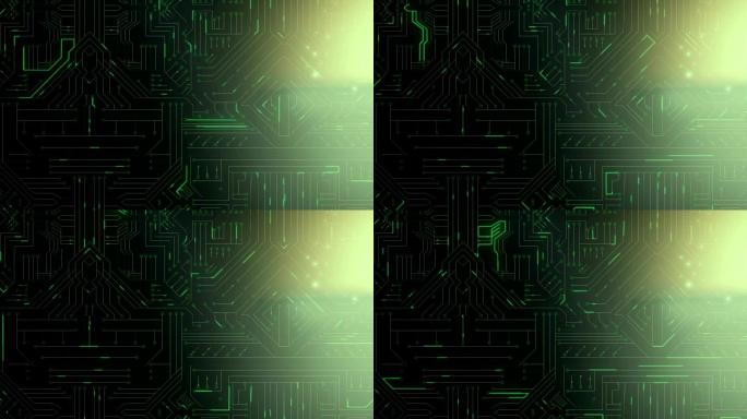 绿色发光的计算机电路板