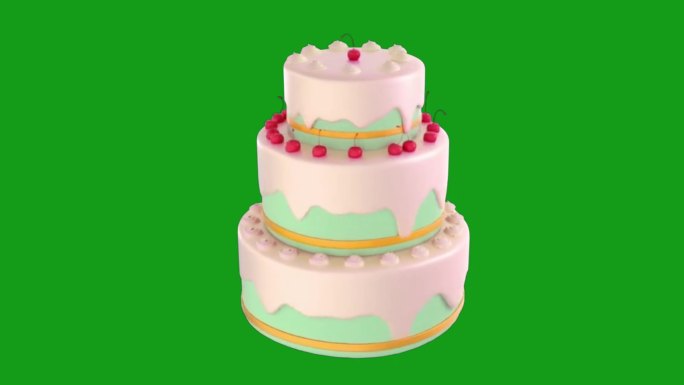 带绿色屏幕背景的旋转蛋糕运动图形