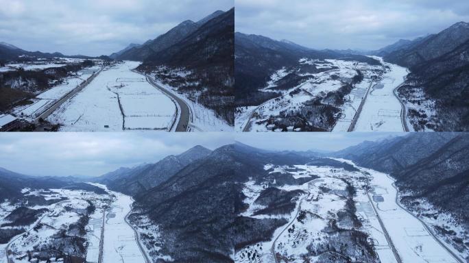 航拍红池坝景区雪景ccc