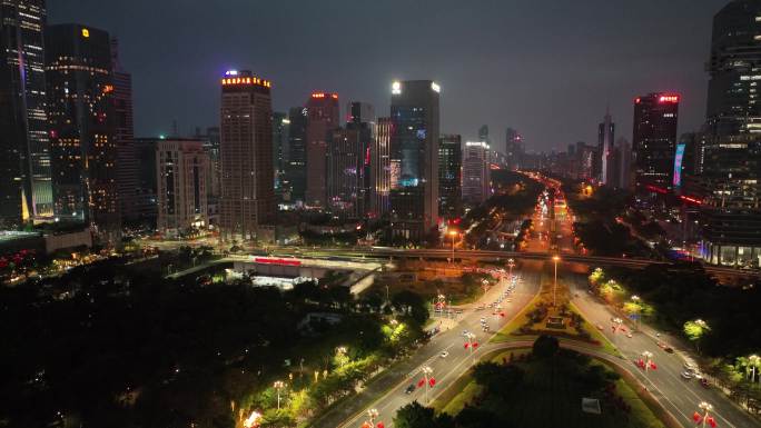 4K航拍：深圳中心区城市风光大气磅礴