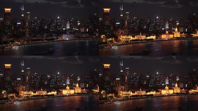 上海外滩亮灯瞬间实拍4k